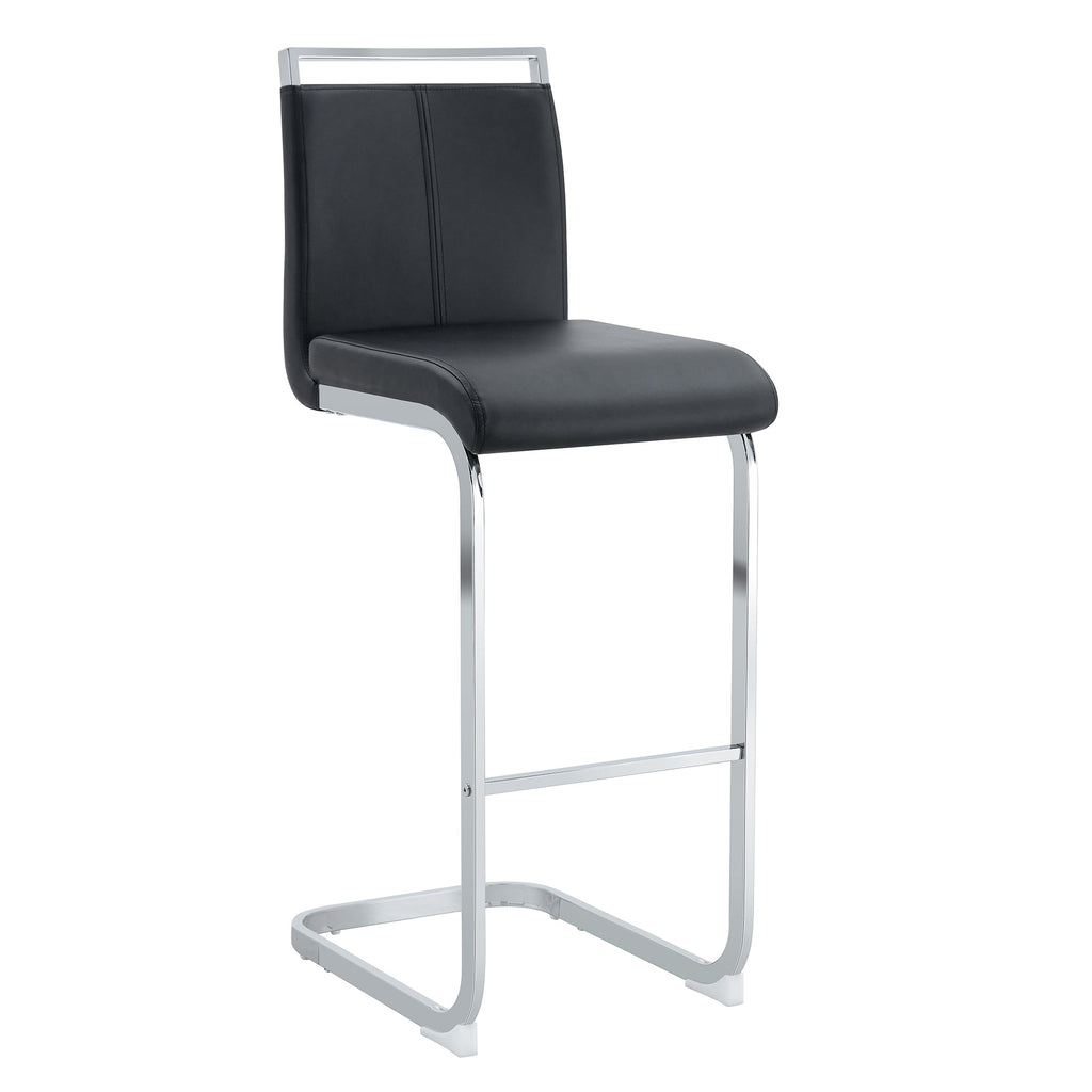 Modern and beautiful bar stool upholstered in PU leather with C-shaped silver metal legs for dining rooms, kitchens, terraces and guest office chairs.(set of 6) (white+PU)