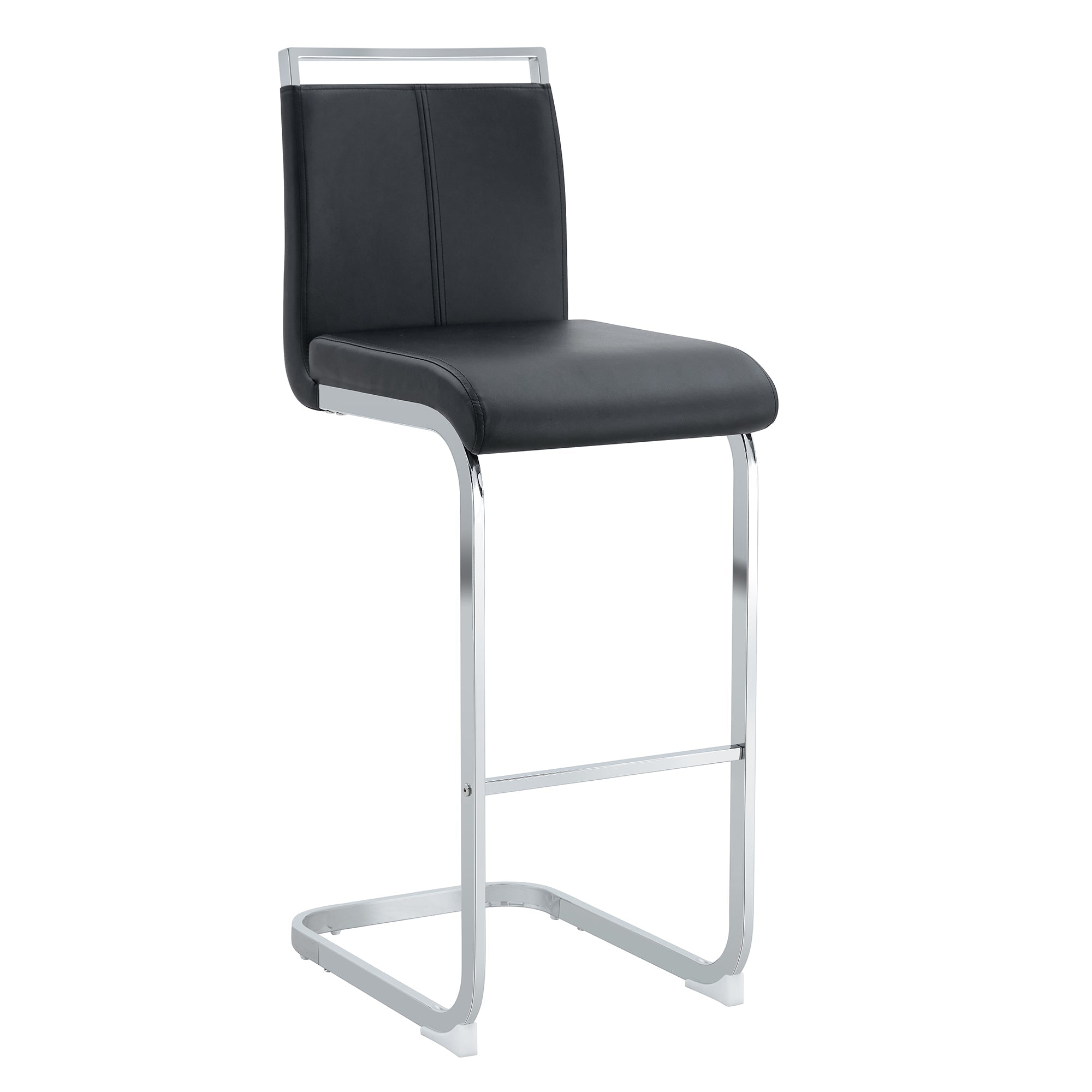 Modern and beautiful bar stool upholstered in PU leather with C-shaped silver metal legs for dining rooms, kitchens, terraces and guest office chairs.(set of 6) (white+PU)