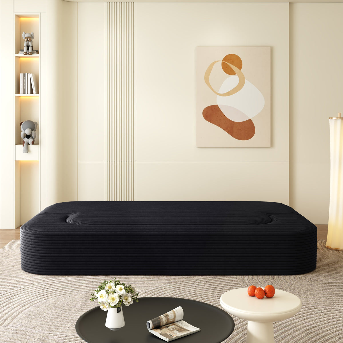 78.7' Modern 2-in-1 Foldable Sofa with Functional Blanket and 2 Soft Pillows,Comfortable Plush Corduroy Fabric Sofa,Convertible Sleeper Sofa Bed,Deep Seat Sofa Couch for Living Room,Bedroom,Baby Pink