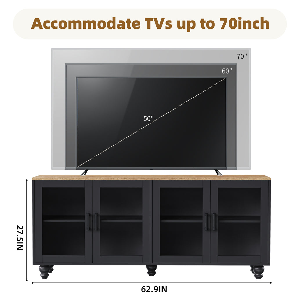 Black farmhouse media console for TVs up to 70 inches