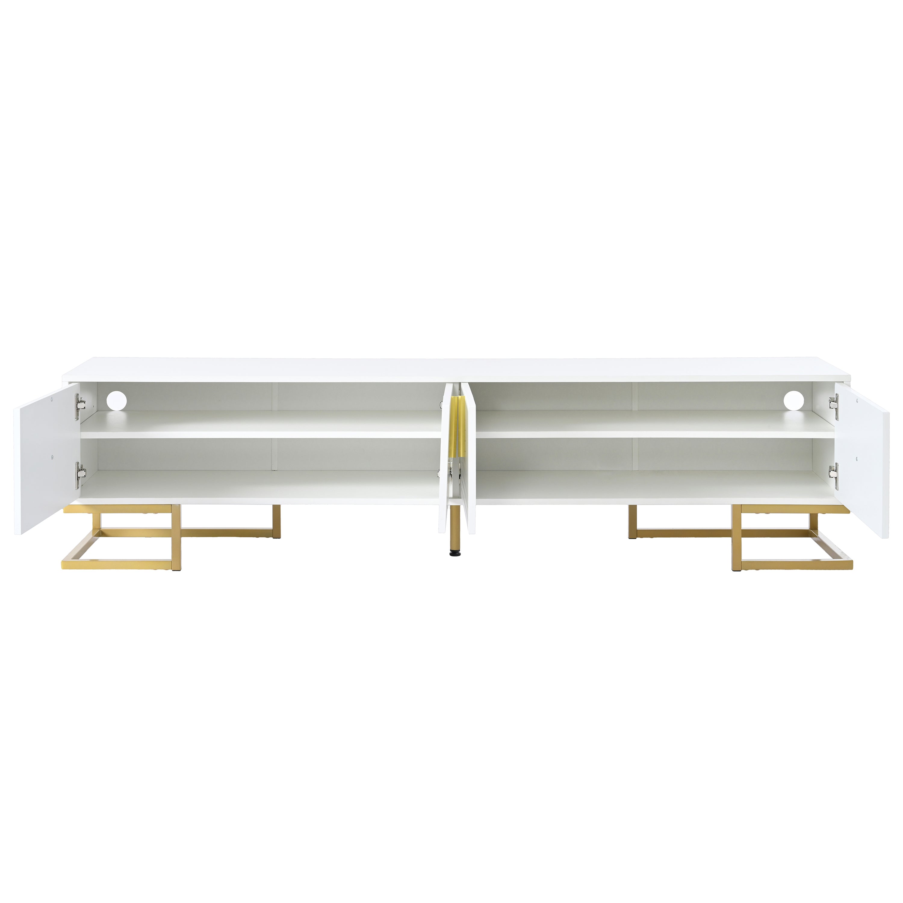 Living room TV stand with metal base