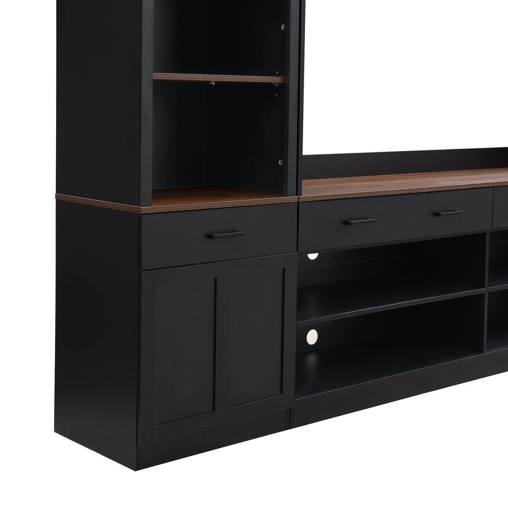 Entertainment center push-to-open cabinet rebounder detail