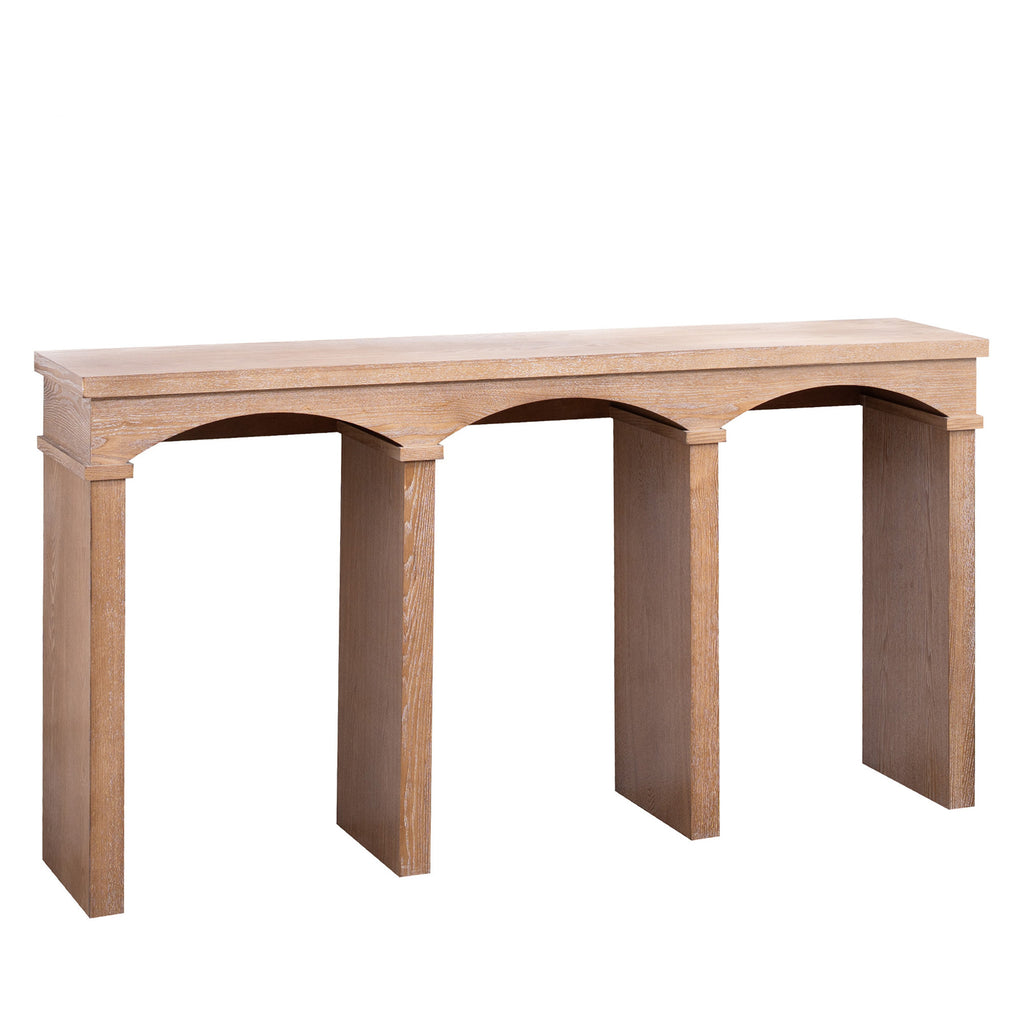 Rustic Archway Console Table – 60'Long Entryway Table with Decorative Arched Legs, Natural Wood Finish, Narrow Sofa Table for Hallway, Living Room, or Foyer