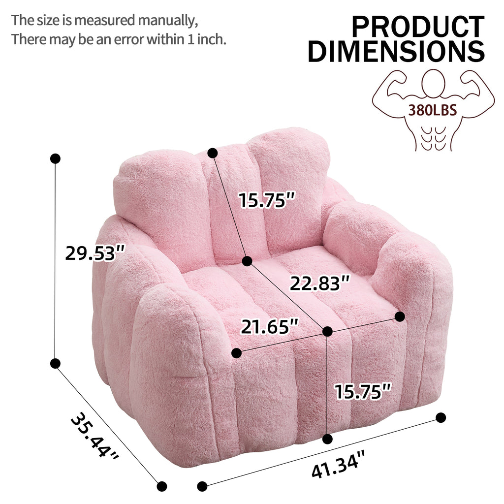 Faux fur bean bag chair in living room setting
