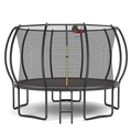 12ft black red outdoor pumpkin trampoline with basketball hoop — front view