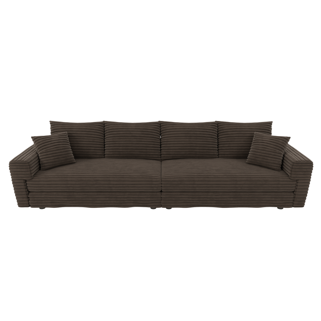 102.4 'Plush Corduroy 4-Seat Sofa,Modern Comfy Upholstered Sofa Cloud Couch,Deep Seat Couches with Soft Pillows and 3 Ottomans,Convertible Sofa Lounge Chair,Black(Old SKU:W1885S00287)