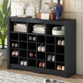 Black 24-shoe cubby console cabinet — front view