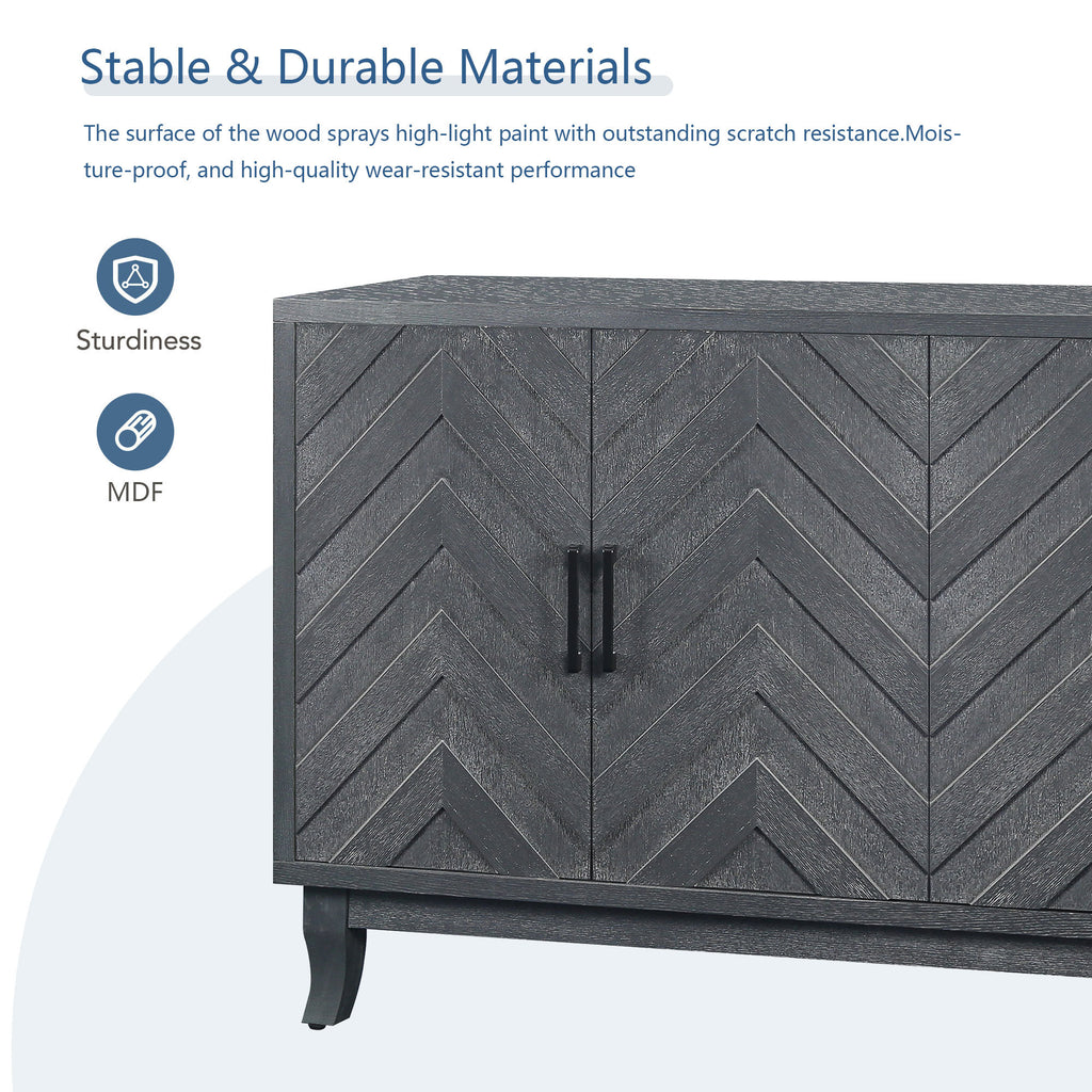 Taupe grey sideboard pine wood stand detail