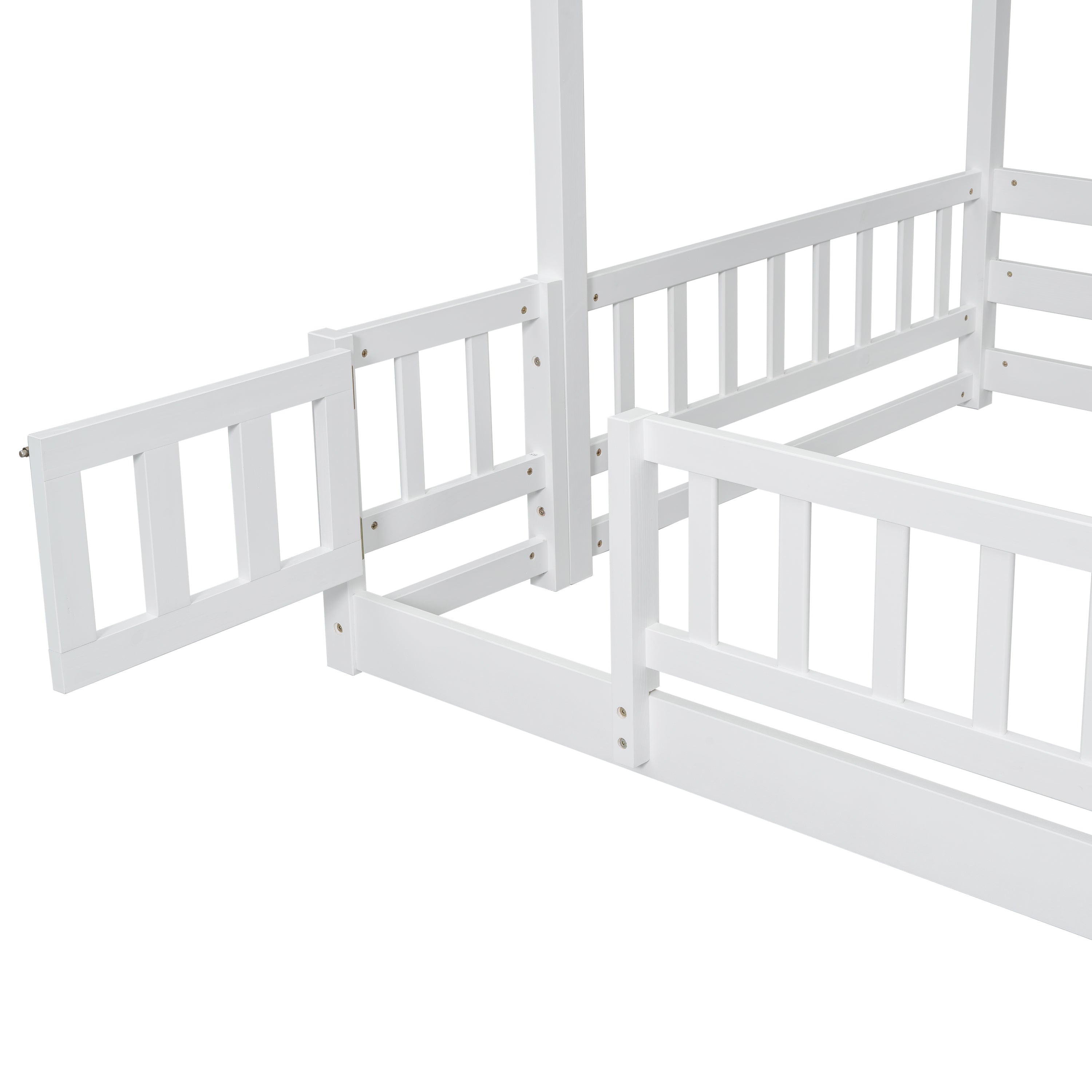 Twin Over Full Bunk Bed with Slide, Storage Staircase, Pine Solid Wooden Bunk Bed with Safety Guardrails ,Grey (Old Sku W504S00184)