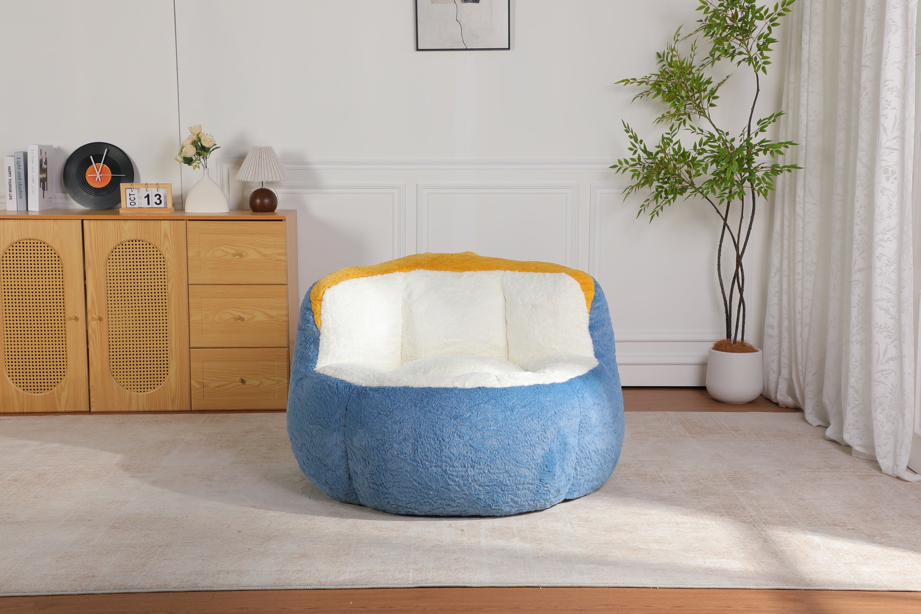 Multicolor bean bag in dorm or kids room