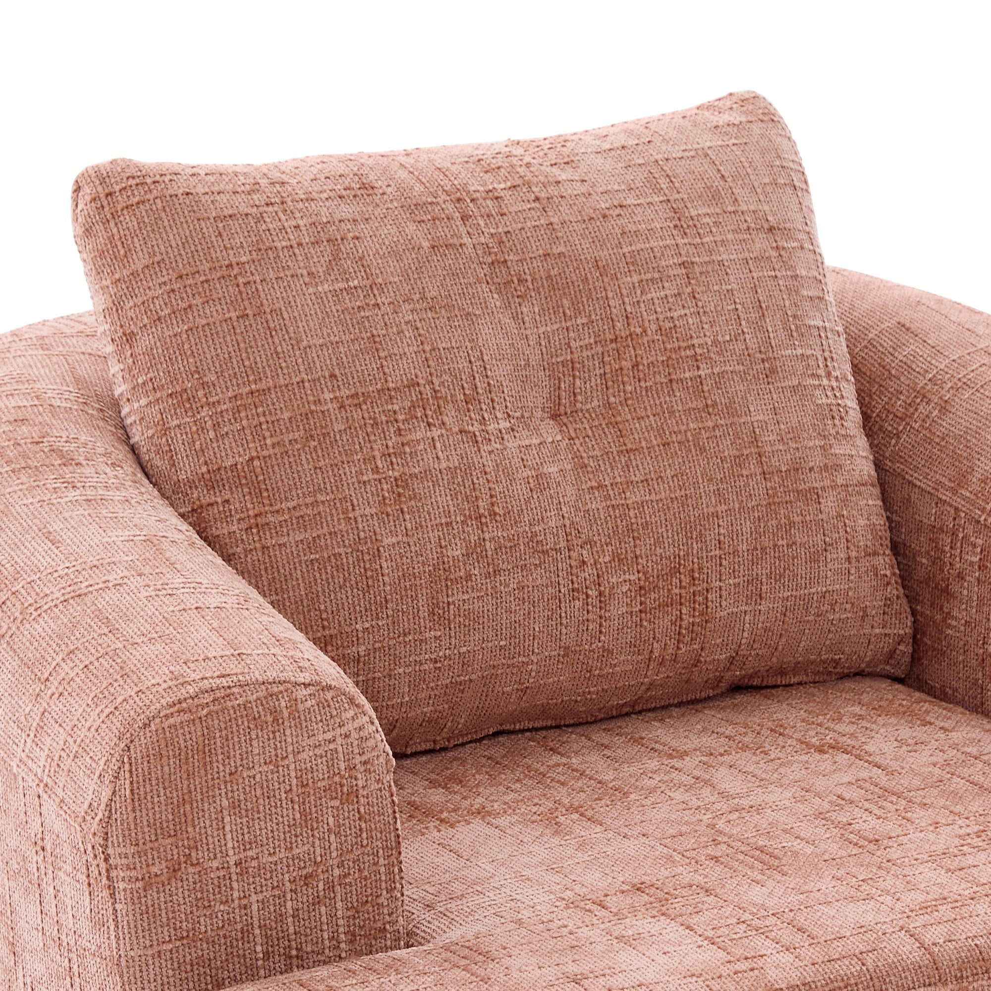 Chenille Swivel Barrel Chair — 360° Dual-Layer Cushion