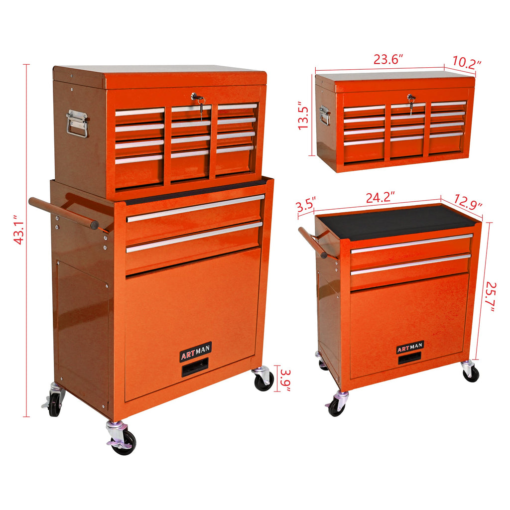 8-Drawer Rolling Tool Chest with Lock — Metal Tool Storage Cabinet