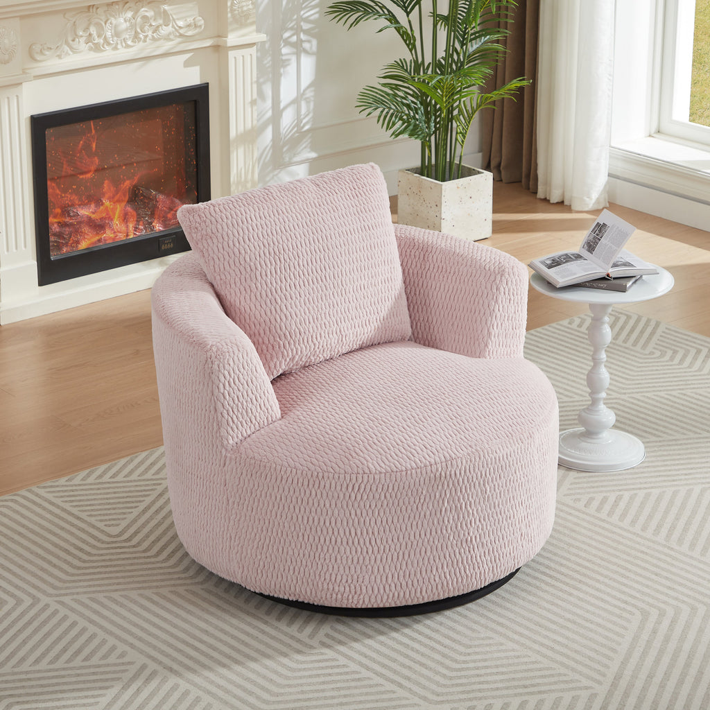 Faux Fur Swivel Accent Chair — 360° Compressible Comfort