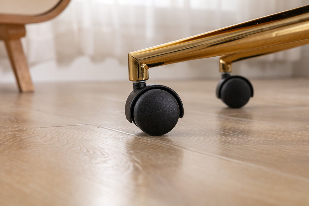 Teddy Office Chair — Adjustable Height with Gold Metal Base & Wheels