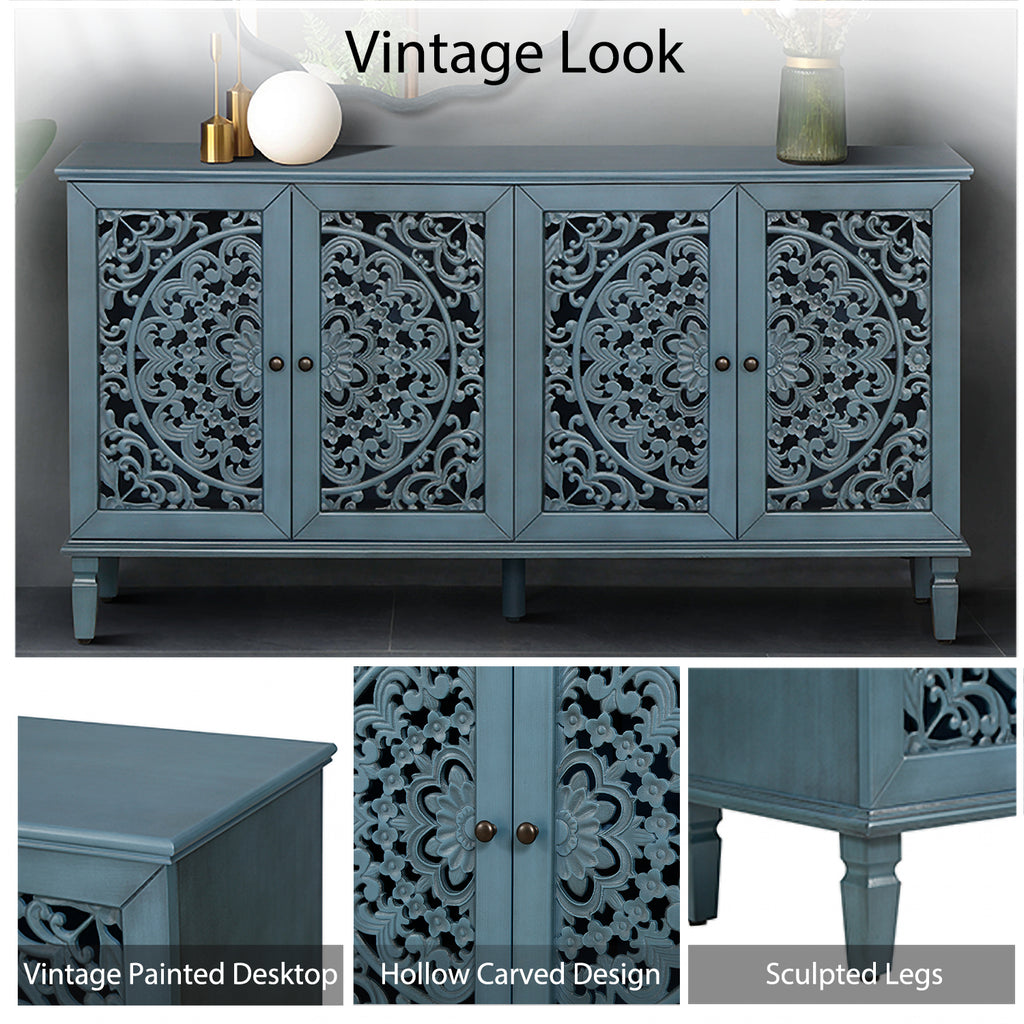 Antique blue TV stand buffet cabinet living room