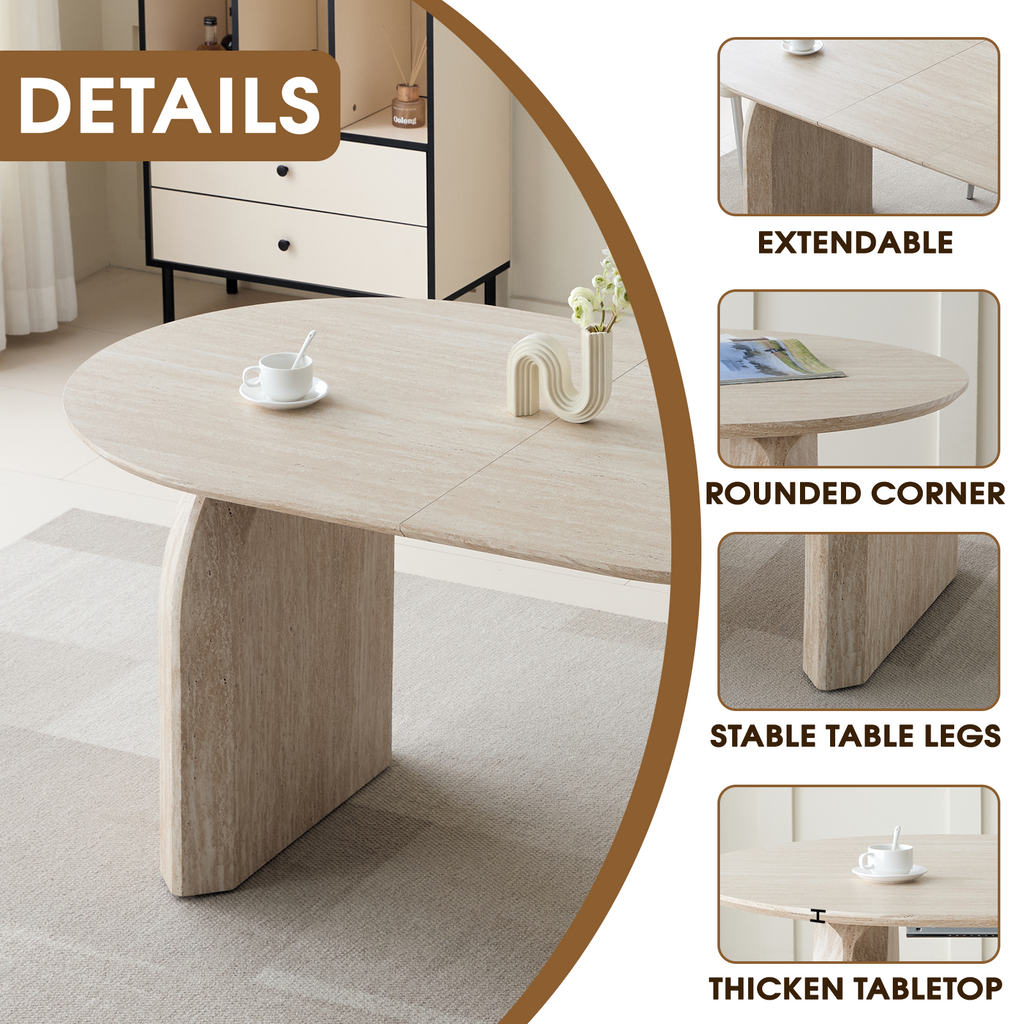Oval extendable dining table angled product view