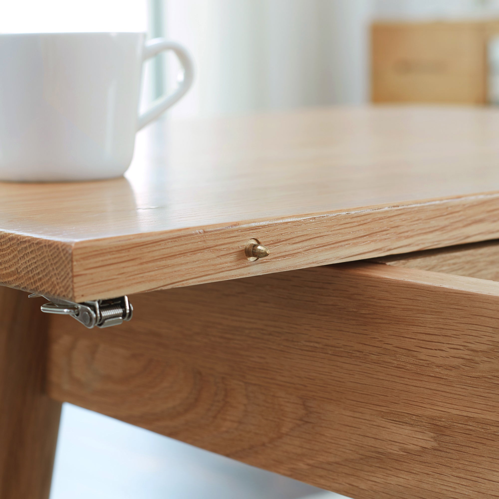 Extendable Solid Oak Dining Table — Round Corners & Diagonal Legs