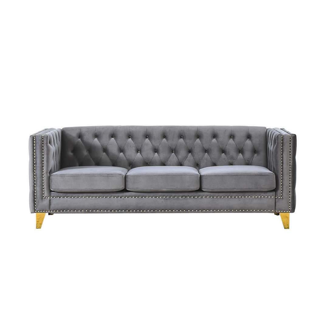 Chesterfield sofa seating area and cushion detail