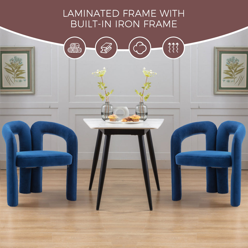Velvet Barrel Accent Chair Set of 2 — Wood Legs