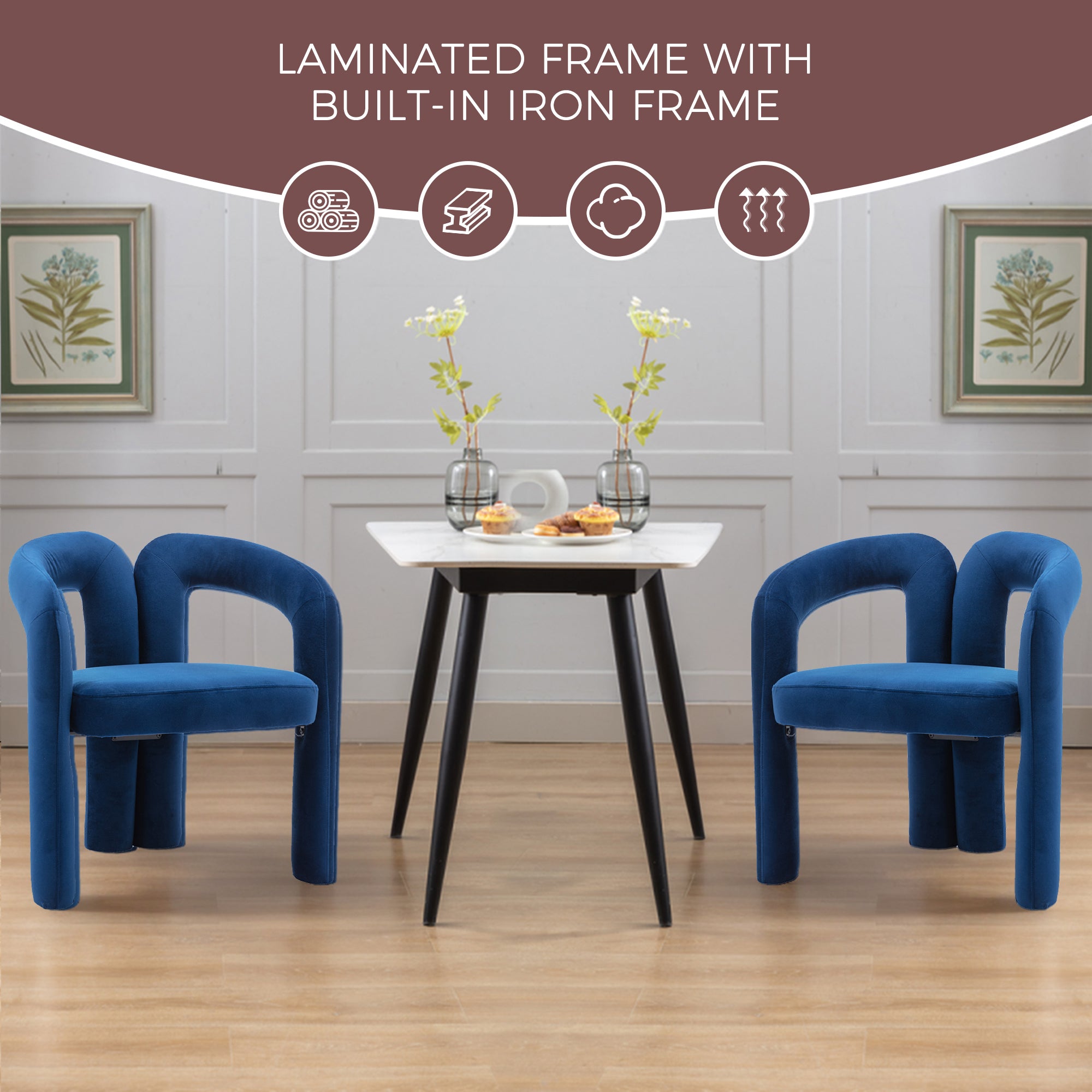Velvet Barrel Accent Chair Set of 2 — Wood Legs