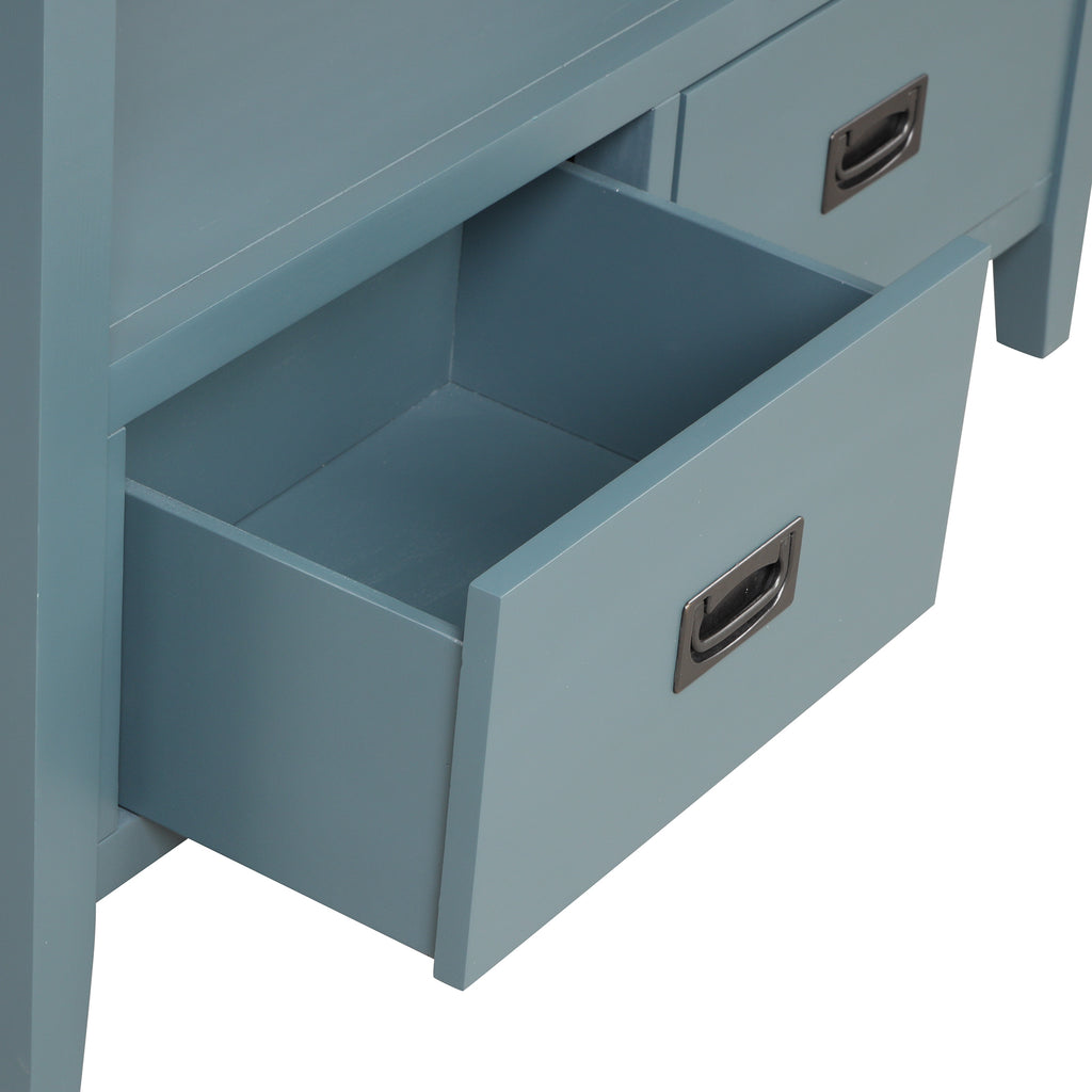 Four-drawer console table blue side profile
