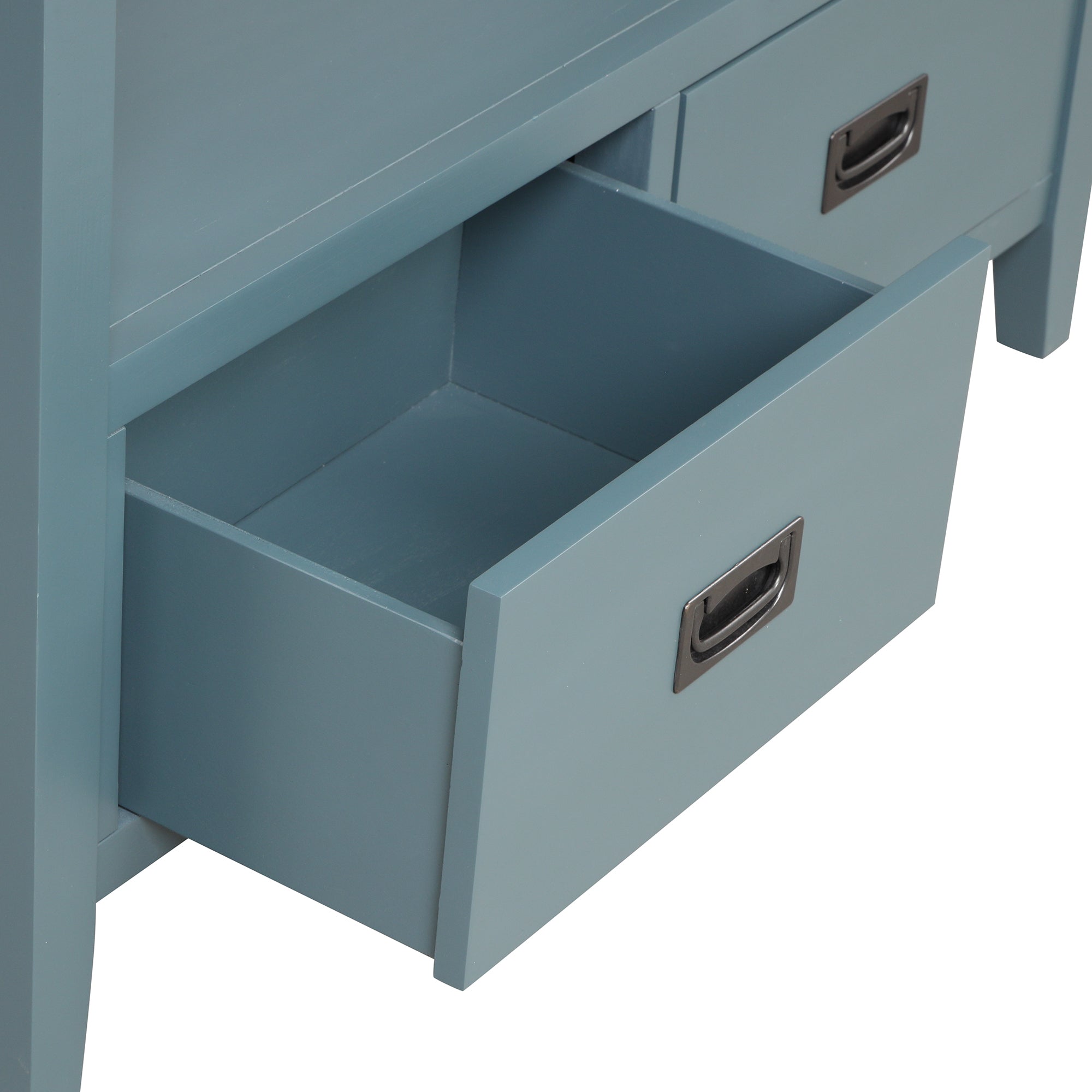 Four-drawer console table blue side profile