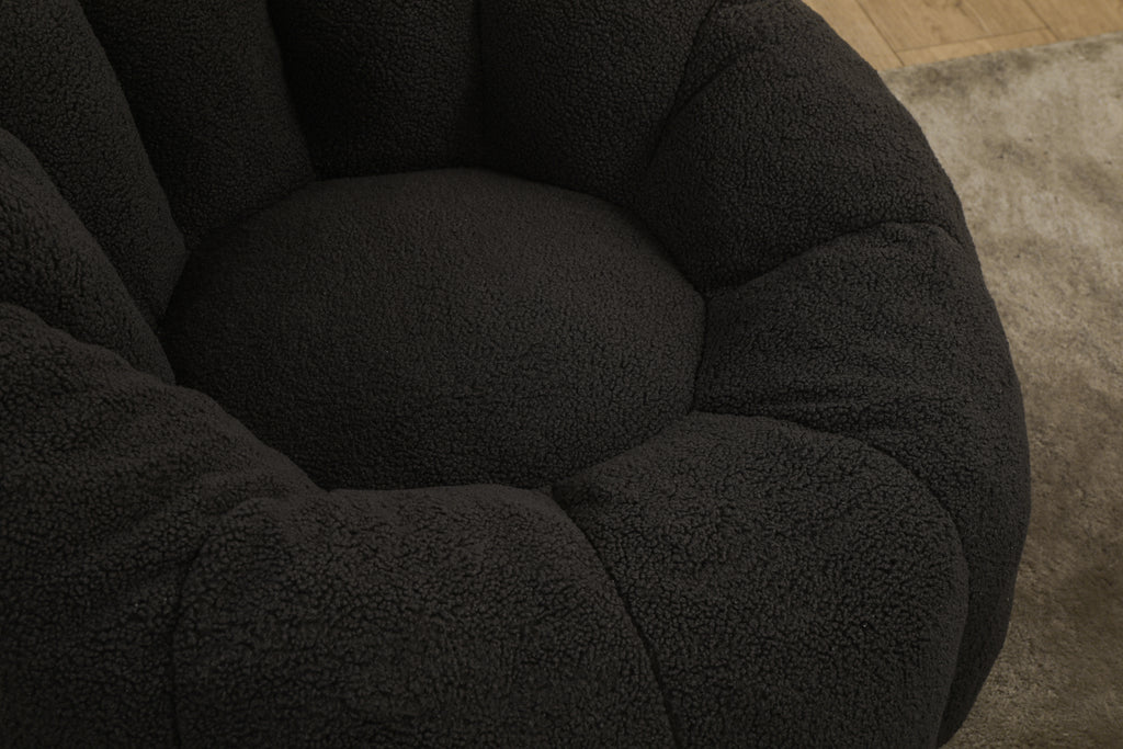 Dark gray teddy faux fur bean bag sofa chair product photo