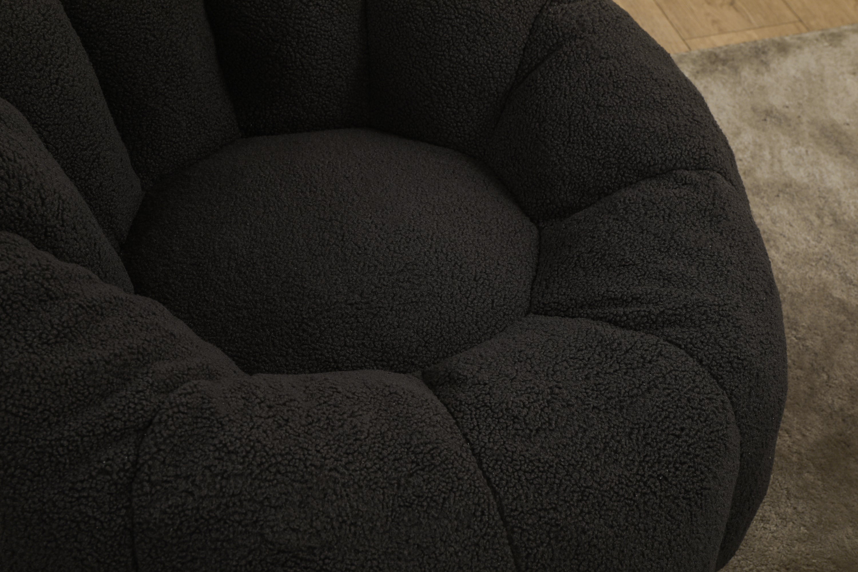 Dark gray teddy faux fur bean bag sofa chair product photo