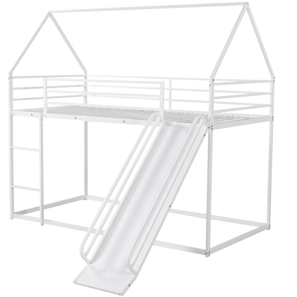 White twin bunk bed with slide full product overview