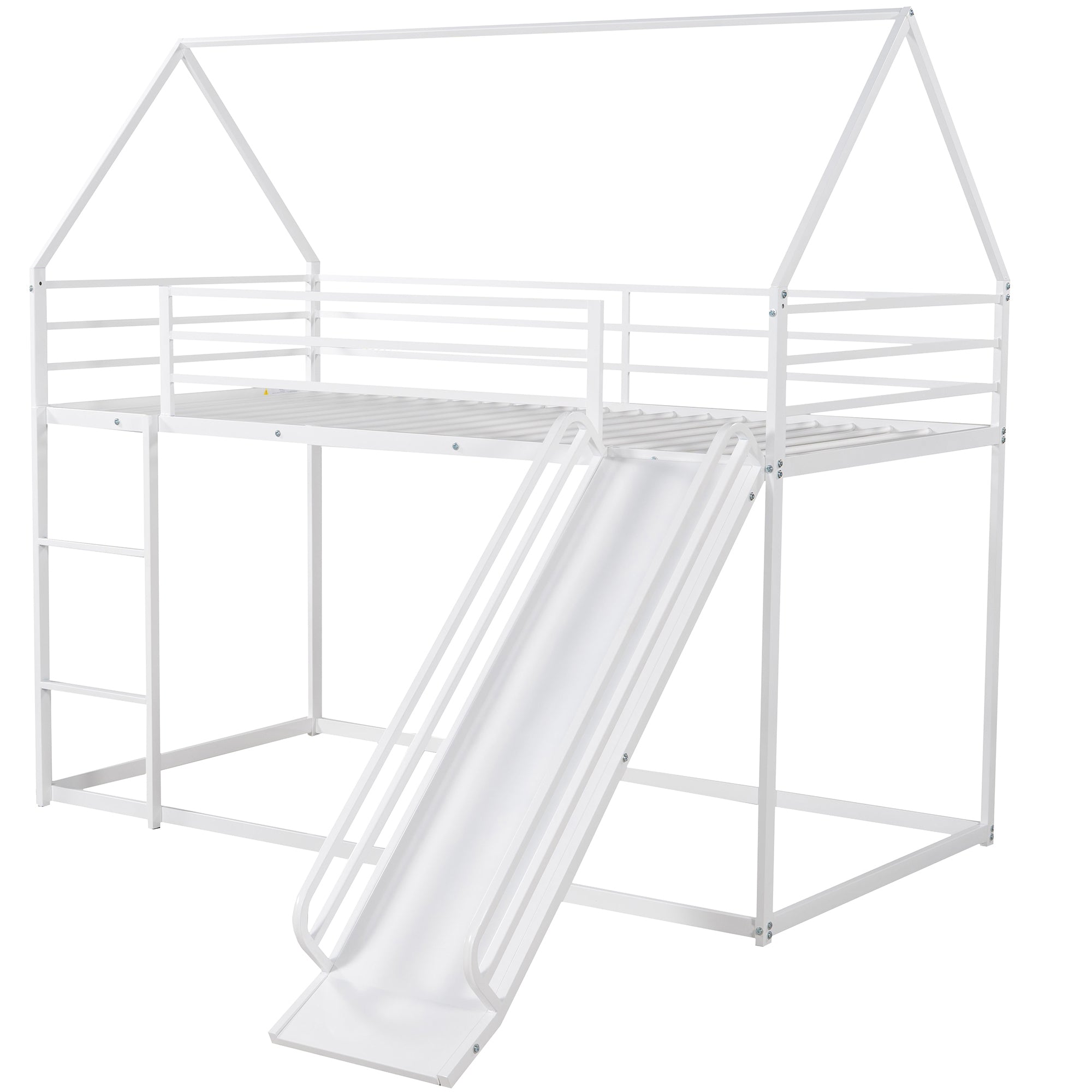 White twin bunk bed with slide full product overview