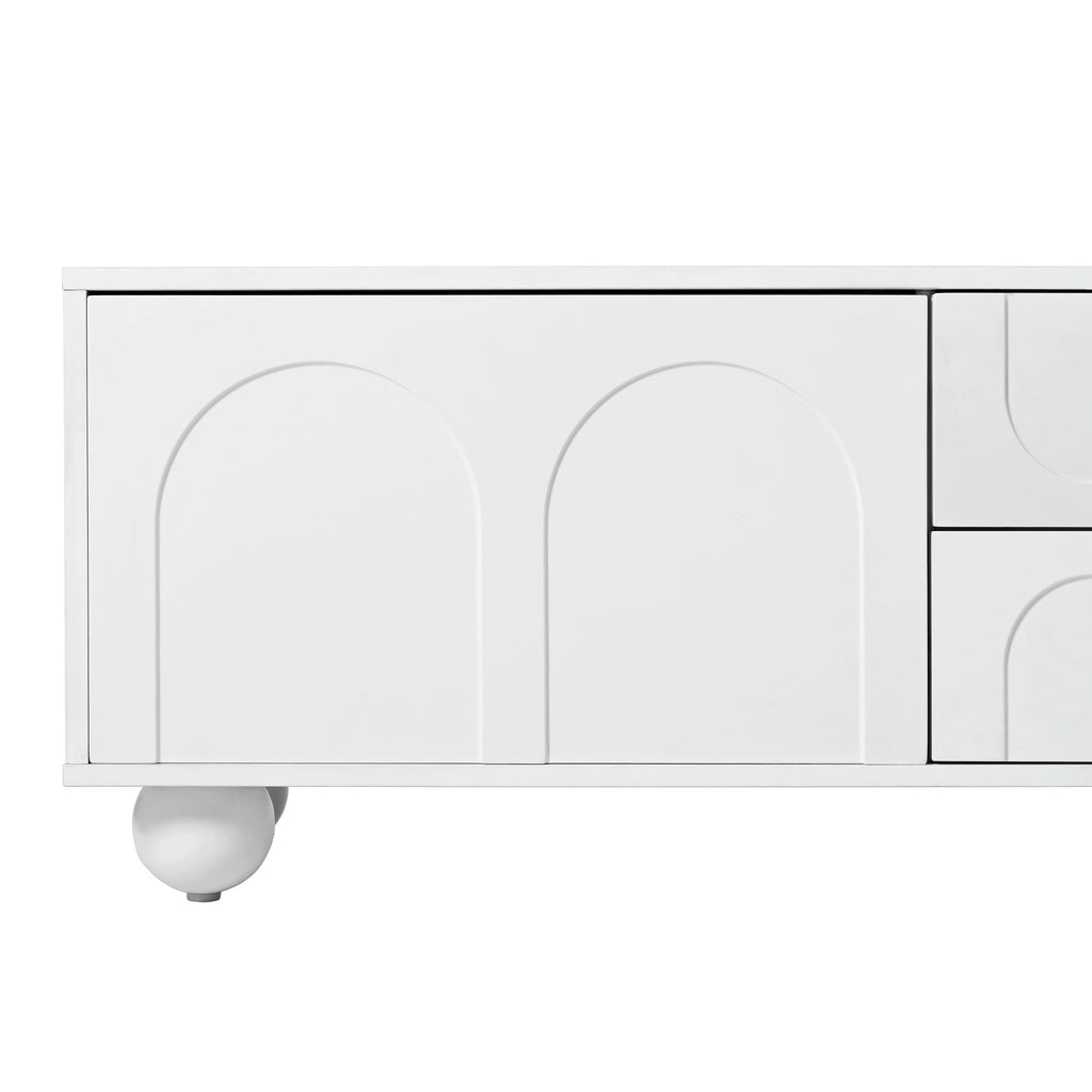 Cream white entertainment center full product photo