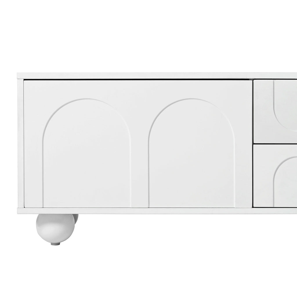 TV Stand with Arched Doors & 2 Drawers — for TVs Up to 75"