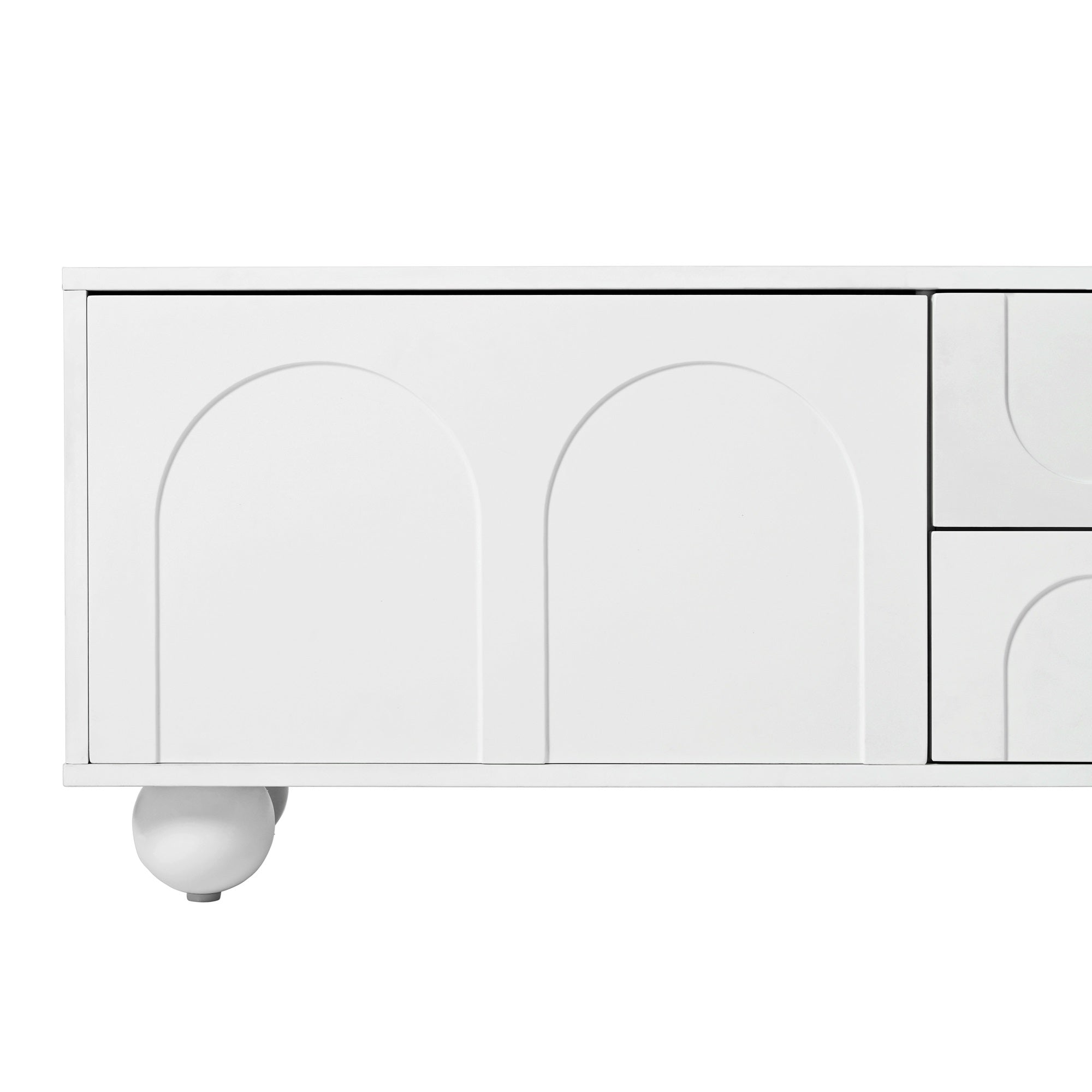 TV Stand with Arched Doors & 2 Drawers — for TVs Up to 75"