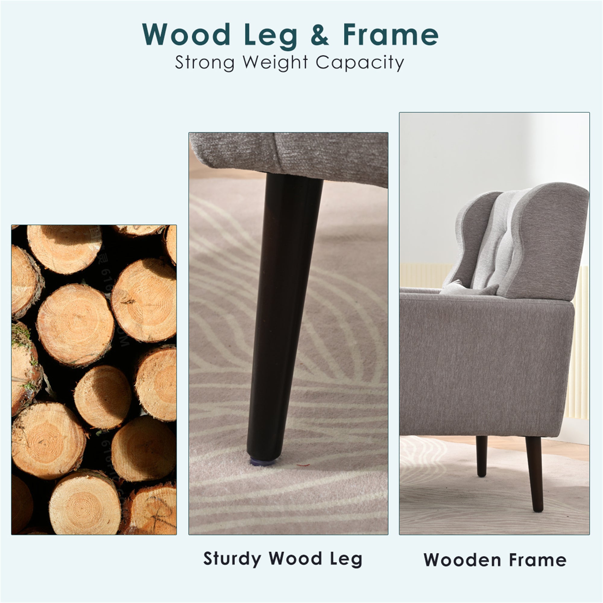Accent chair with lumbar pillow — side profile