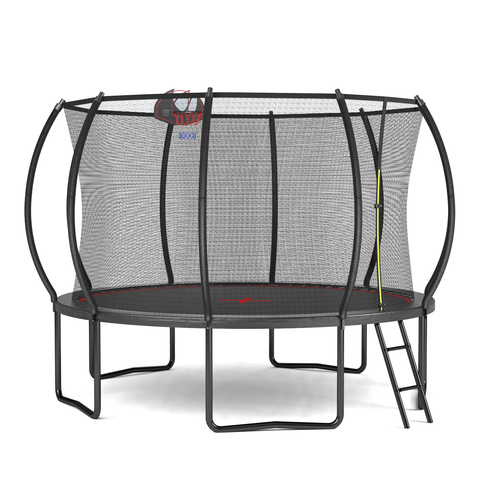 Kids backyard 12ft trampoline with basketball backboard and accessories
