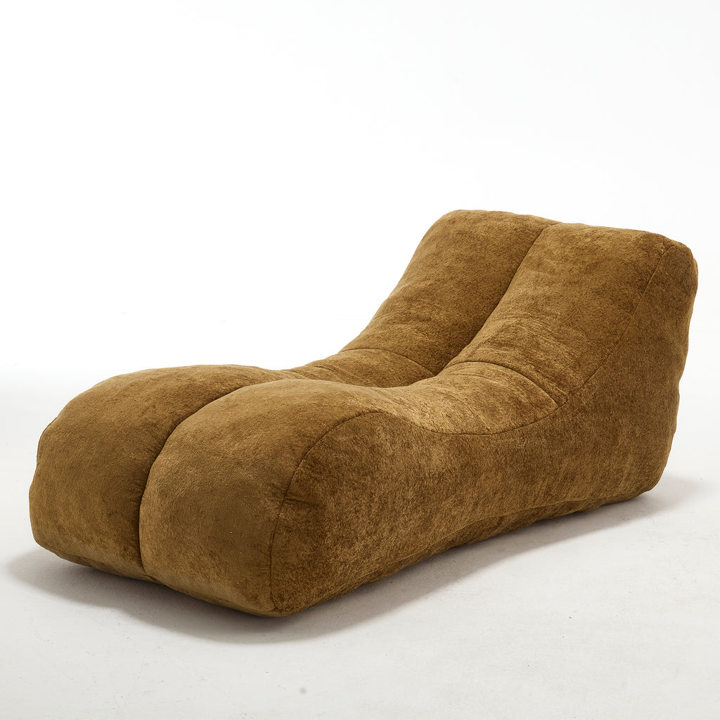 Brown polyester bean bag sofa chair — front view