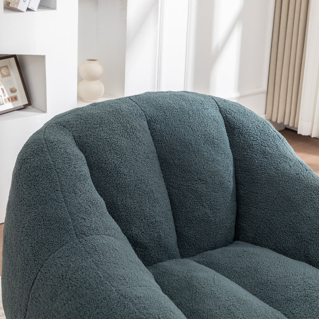 Green teddy bean bag chair three-quarter view