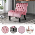 Pink velvet armless accent chair — front view