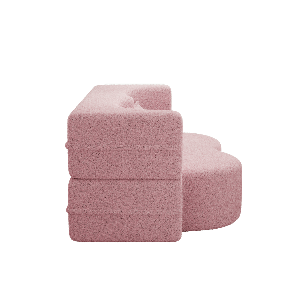 Pink floor couch reclined lounge configuration