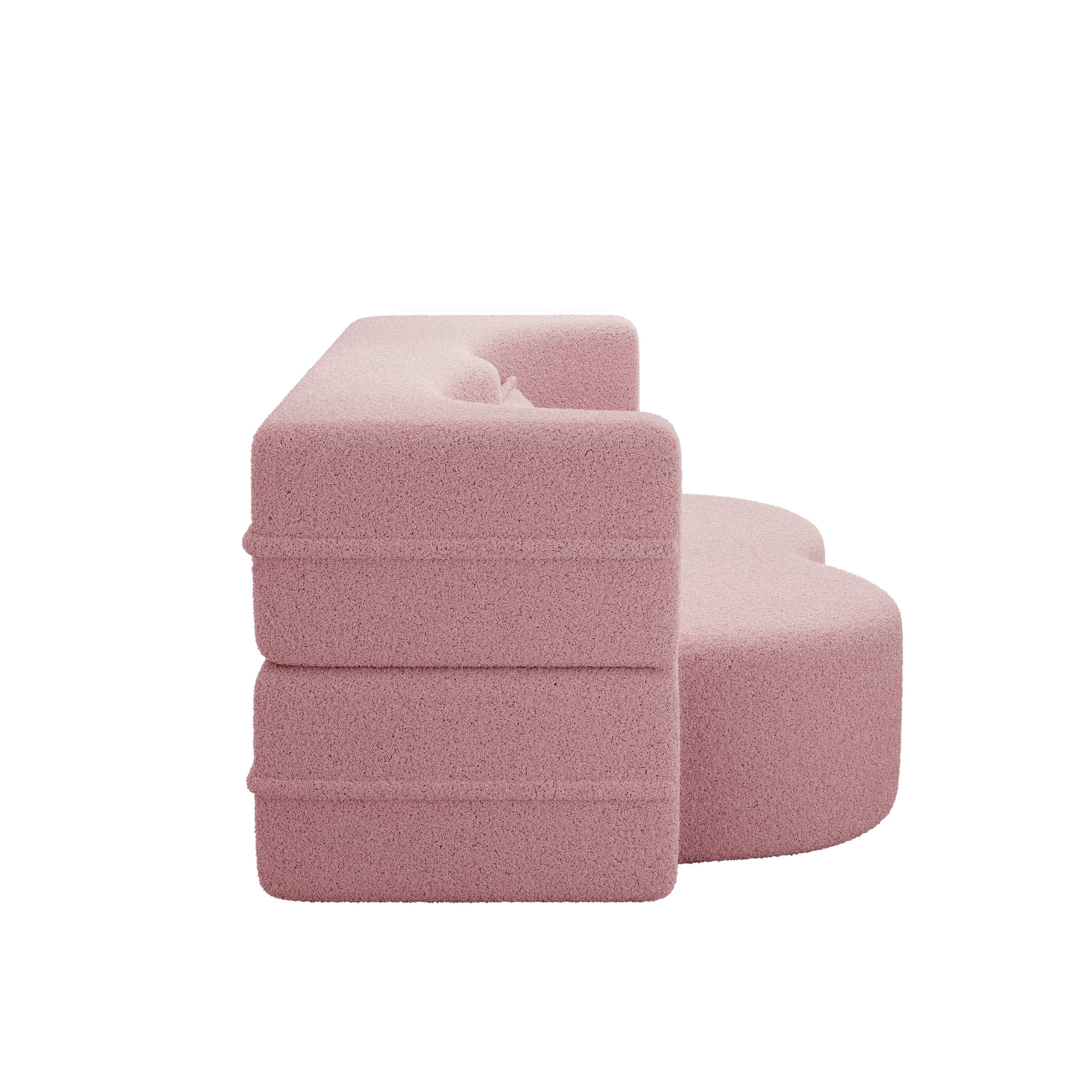 Pink floor couch reclined lounge configuration