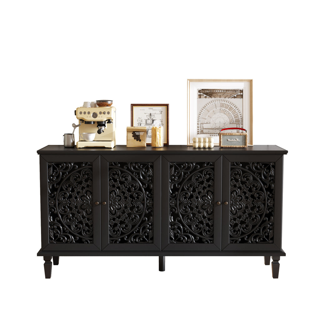 Antique black TV stand buffet cabinet living room