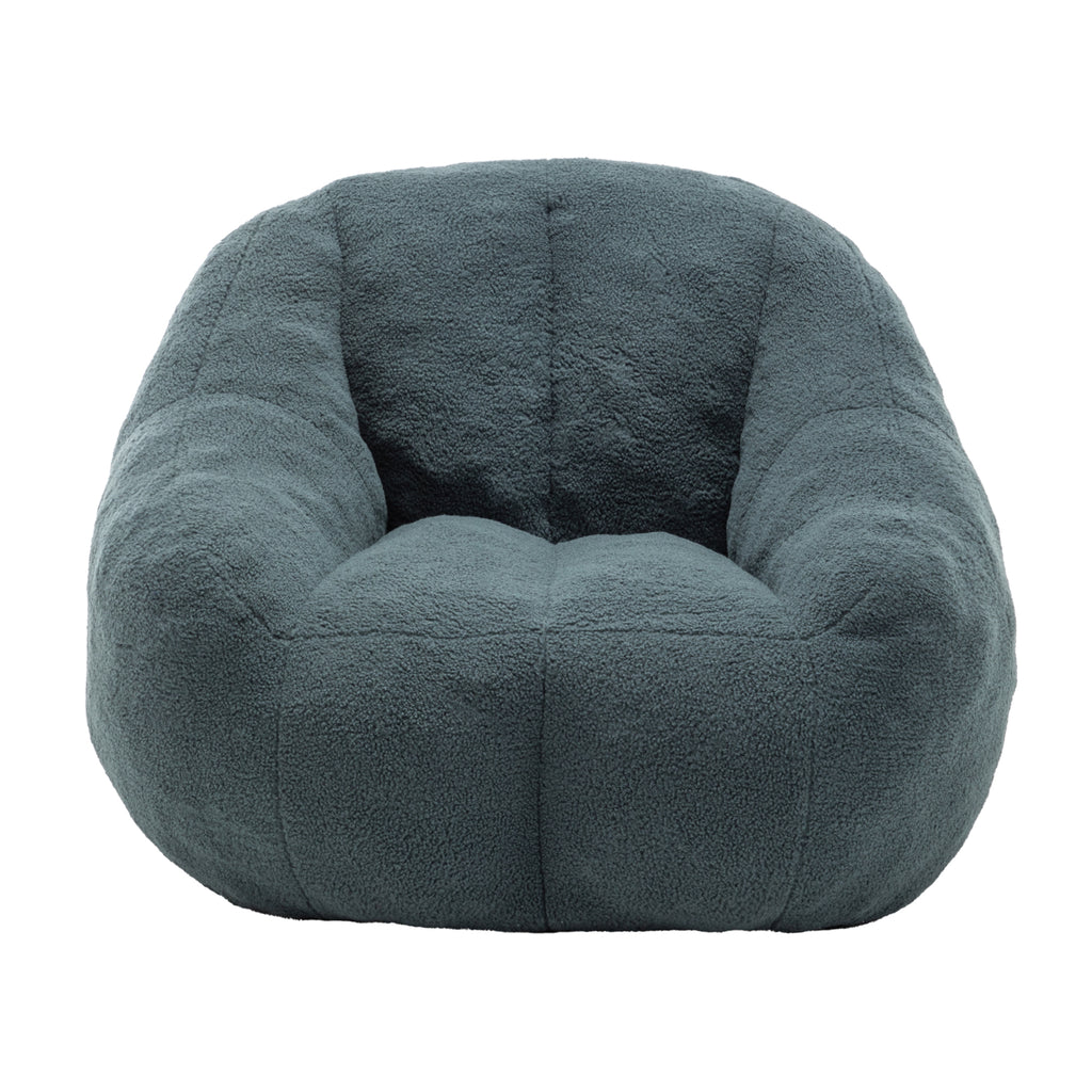 Green bean bag chair in game room or office
