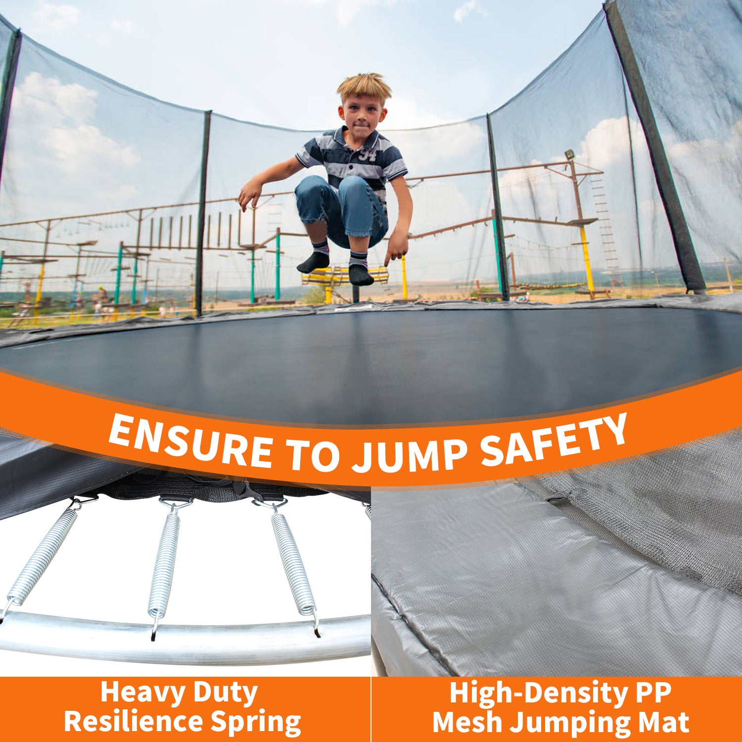 Kids backyard 8ft trampoline with ladder and spring cover