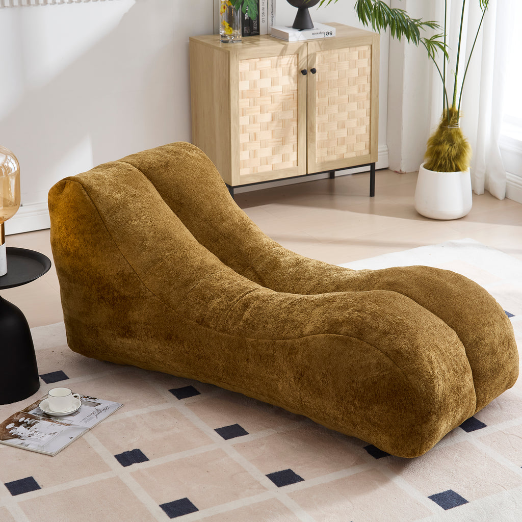 Brown bean bag lounger — angle view