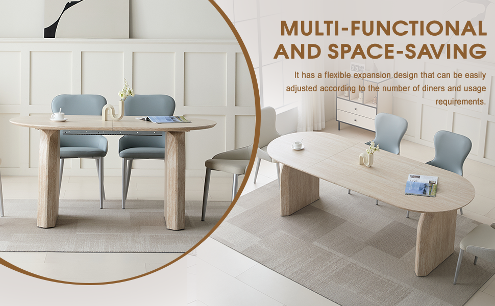 Off white oval dining table seats eight extended layout