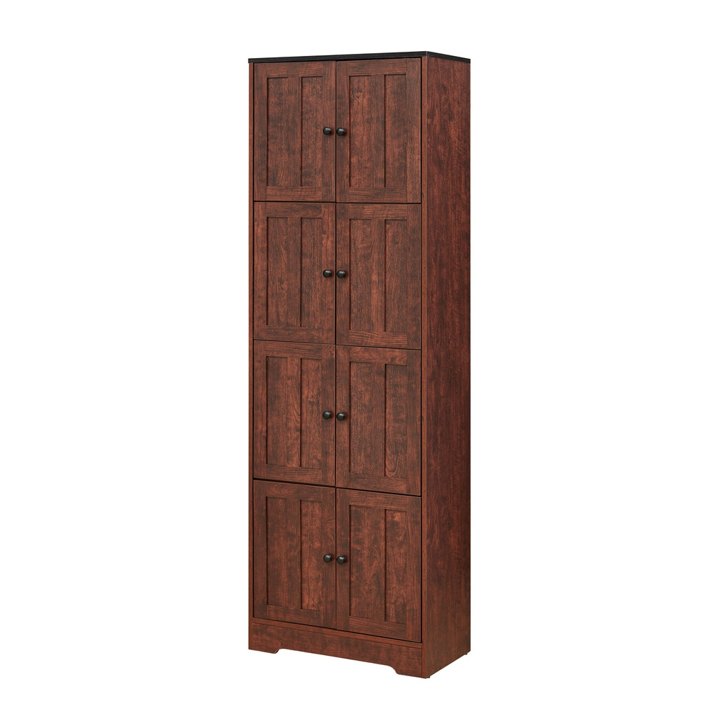 Walnut 8-door tall storage cabinet — front view