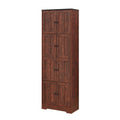 Walnut 8-door tall storage cabinet — front view