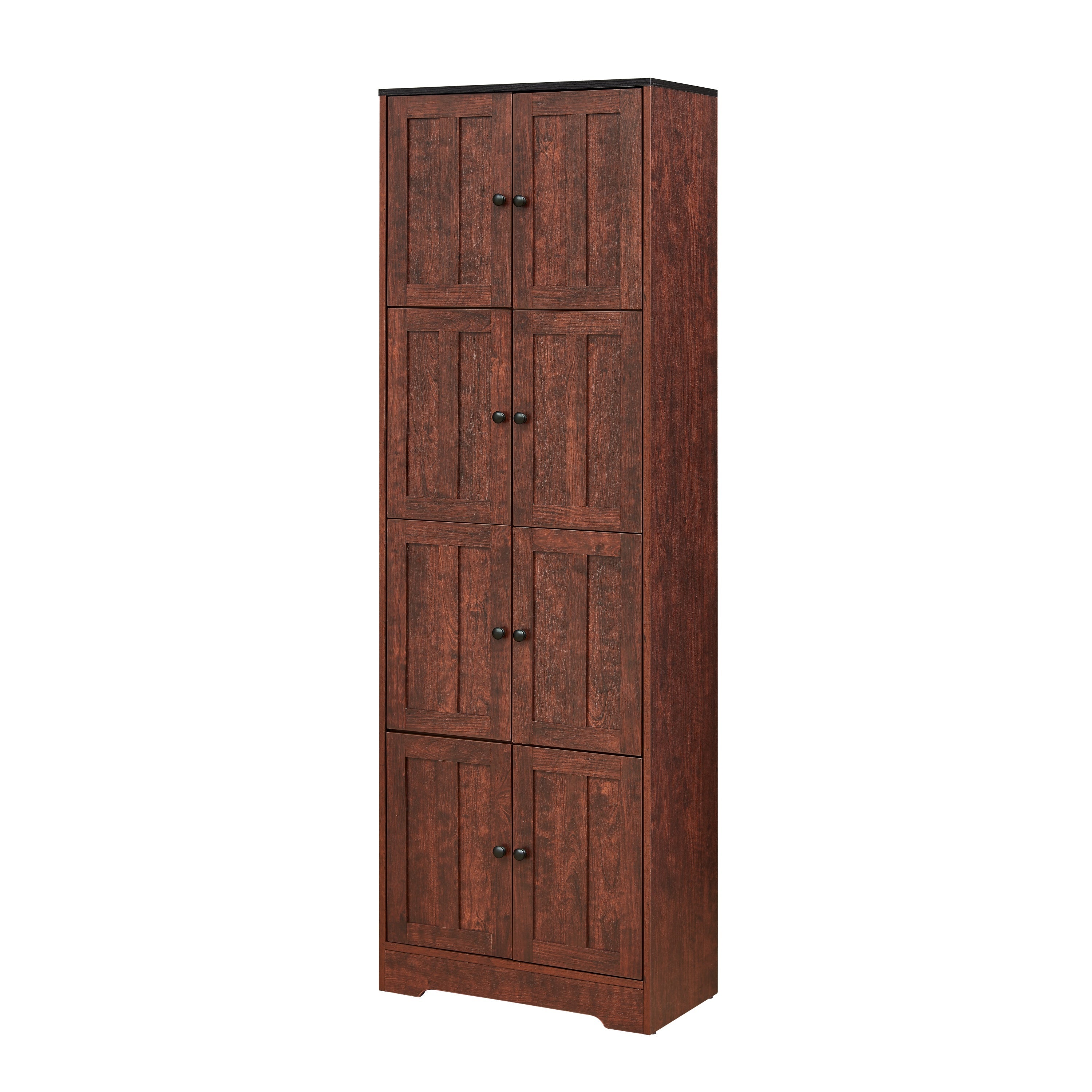 8-Door Tall Storage Cabinet — 72" Wall Storage with 4 Shelves
