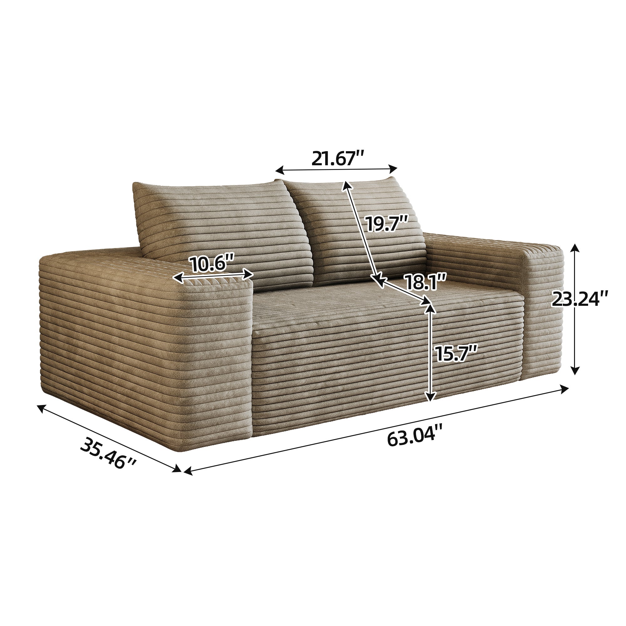 Deep seat loveseat in bedroom or apartment setting