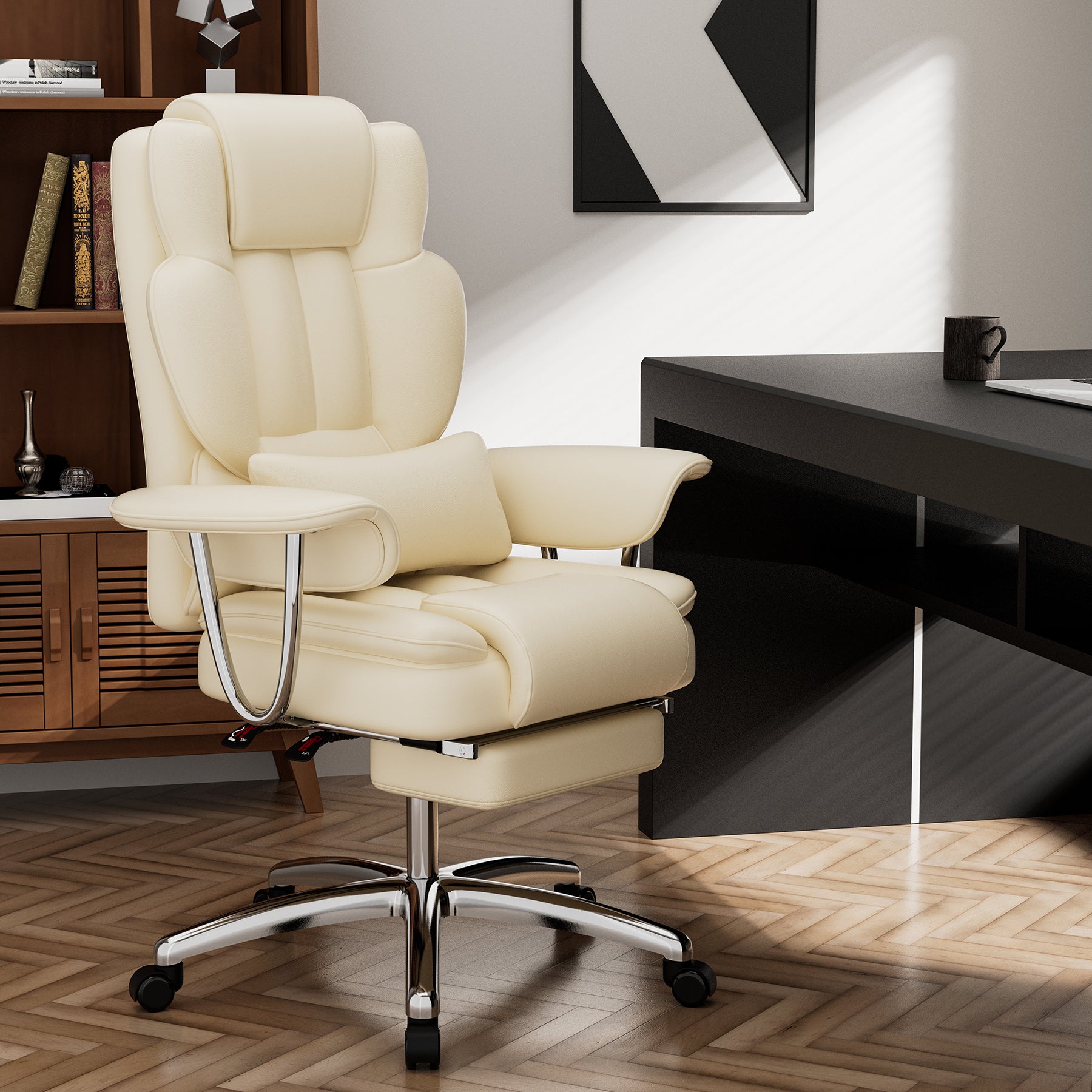 Big and tall leather office chair full view